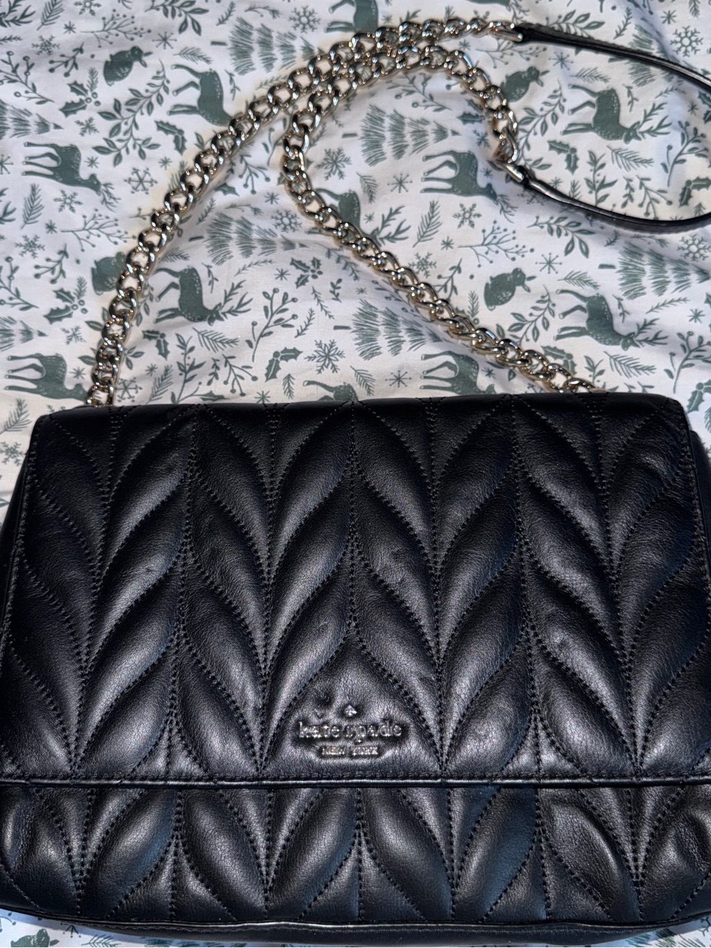 Kate Spade Black Quilted Leather Chain Crossbody Bag